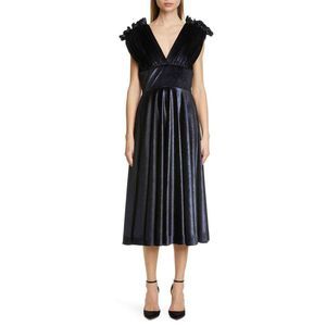 Christian Siriano Ruffle Dress Navy Blue 16